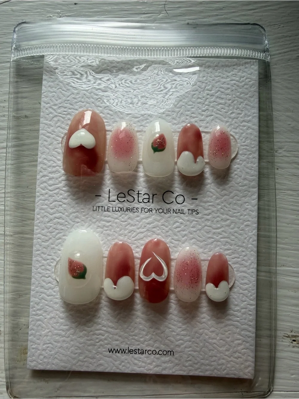 LeStar Co Pink & White Heart Nail Set